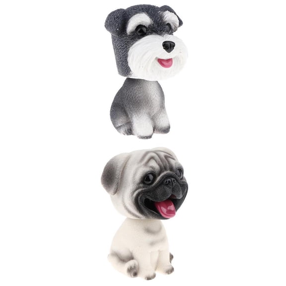 LeeQinersw 2 Pieces Cute Resin Bobble Head Dogs Car Dashboard Table Schnauzer & Pug