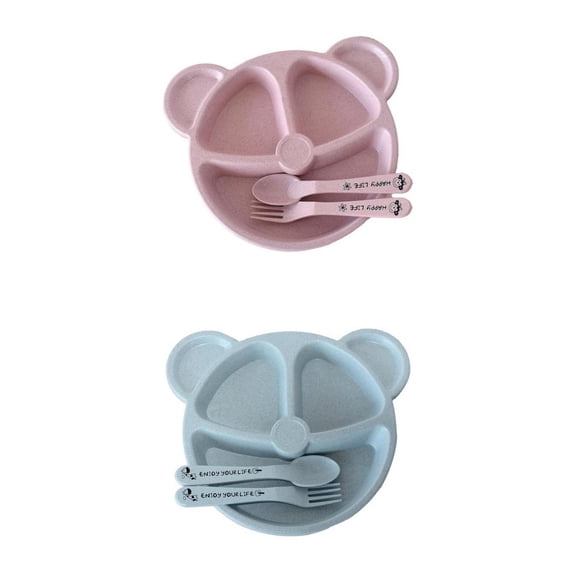 LeeQinersw 2 Pieces Divided Set, 3-Compartment, Anti-Hot Durable Cartoon
