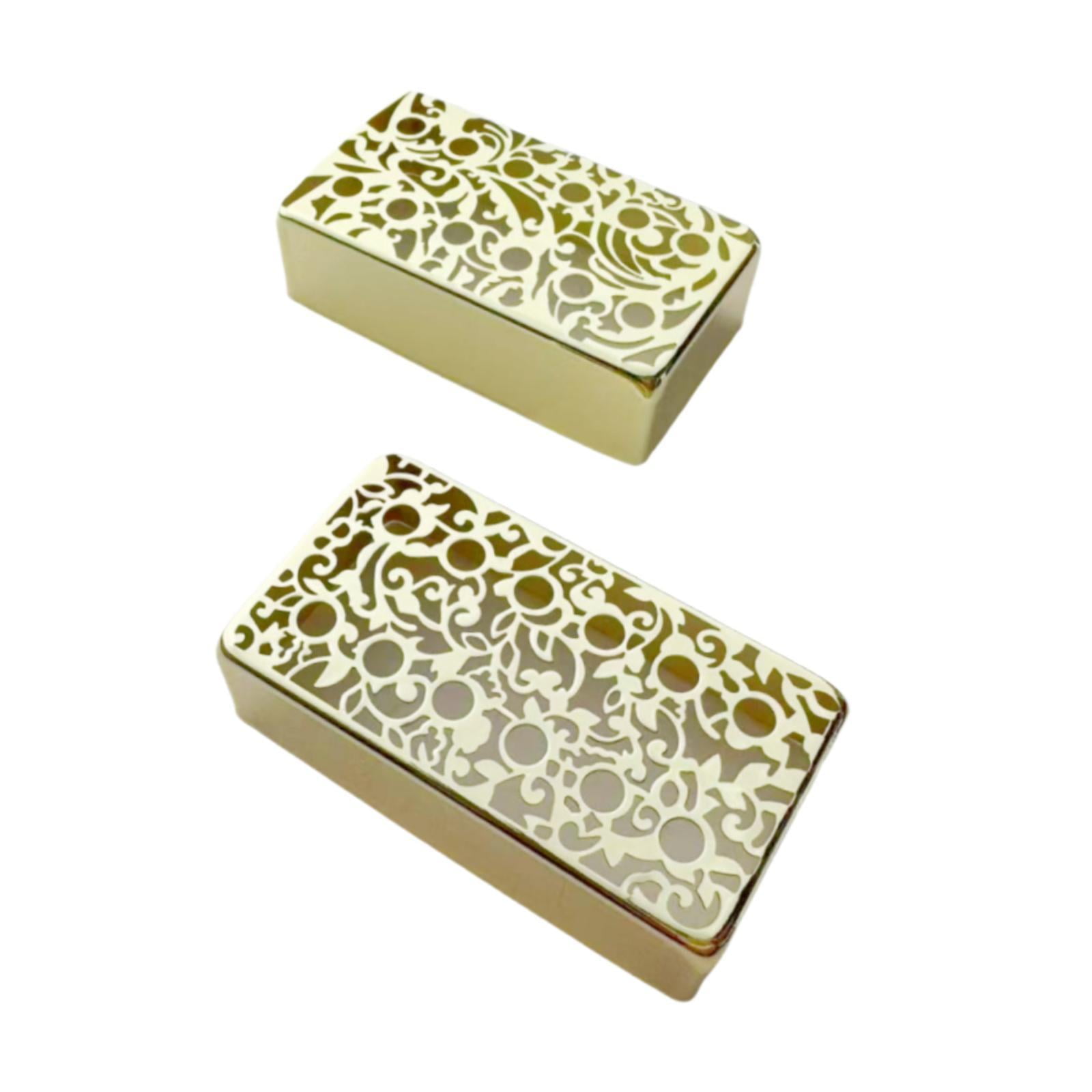 LeeQinersw 2 Pieces Guitar Pickup Covers Accessory Instrument Hollow Out Patterns Sturdy for Electric Guitars Engraved DIY Part Replaces Gold Carving