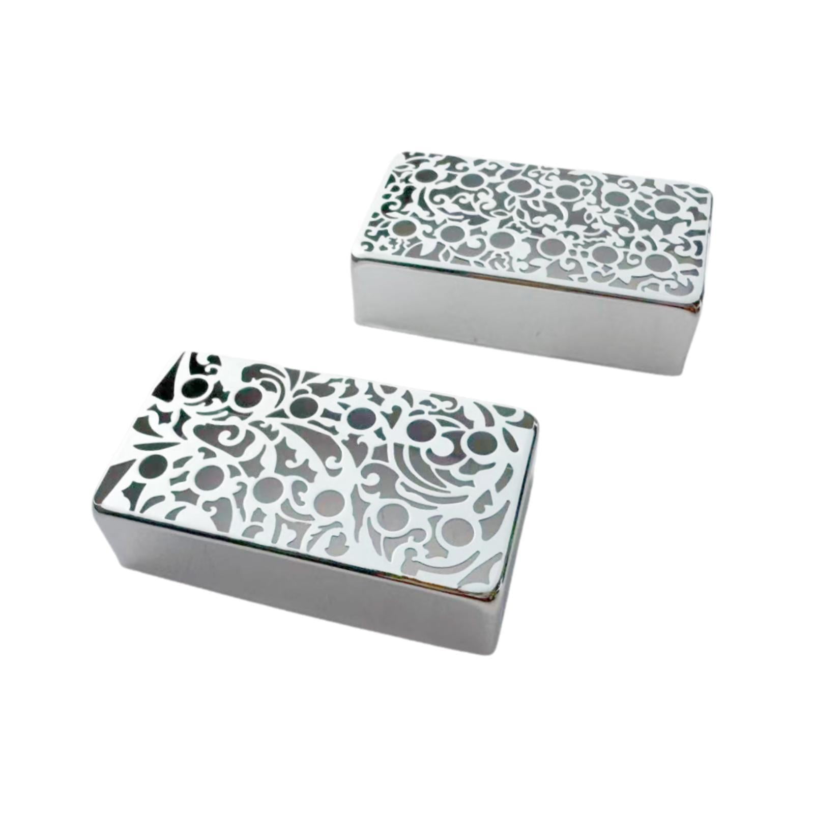 LeeQinersw 2 Pieces Guitar Pickup Covers Accessory Instrument Hollow Out Patterns Sturdy for Electric Guitars Engraved DIY Part Replaces Silver Carving