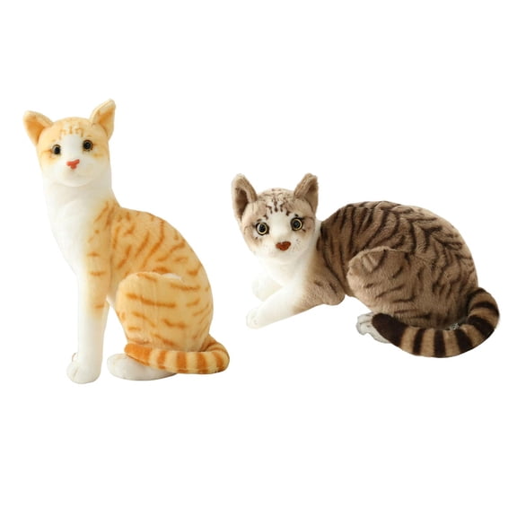 LeeQinersw 2 Pieces Simulation Siamese Cats Animal Plush Padding Stuffed for Gift