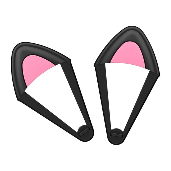 LeeQinersw 2 Pieces Universal Cat Ears Attachment Silicone Cute for Gaming Headphones Black Black Pink