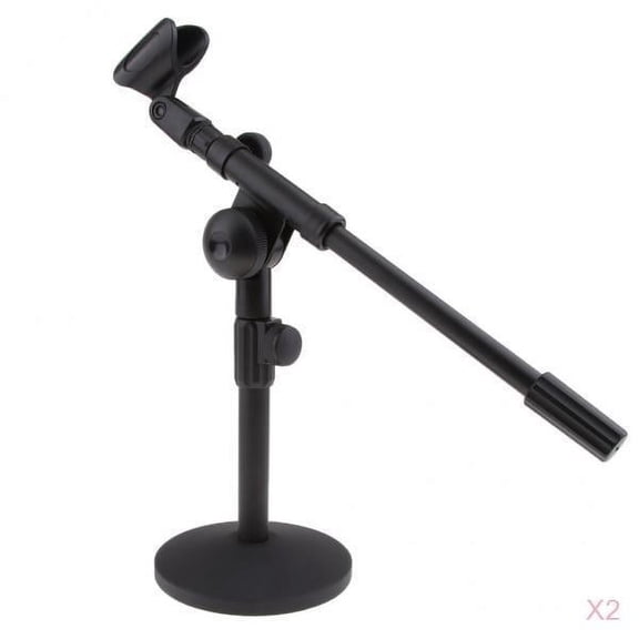 LeeQinersw 2 x Microphone Stand With Boom Arm 13inch For Dynamic Condenser Microphones