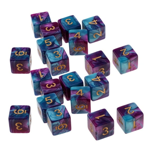 LeeQinersw 20Pcs Creative Double Color D6 6-Sided Dice for RPG Math Teaching Board Game