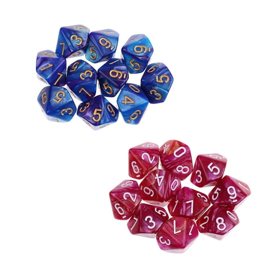 LeeQinersw 20pcs Dice D10 Polyhedral Dice for Dungeons and Dragons Table Games