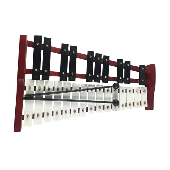 LeeQinersw 25 Note Glockenspiel Xylophone Wooden Frame for Beginners Craftsmanship Portable