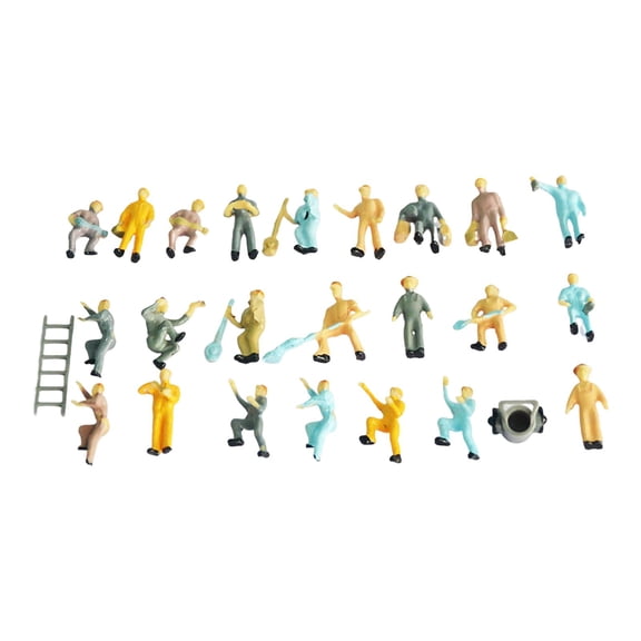 LeeQinersw 25 Pieces 1/87 Mini Railroad Worker Figure with Tools Street Scene Building Toys