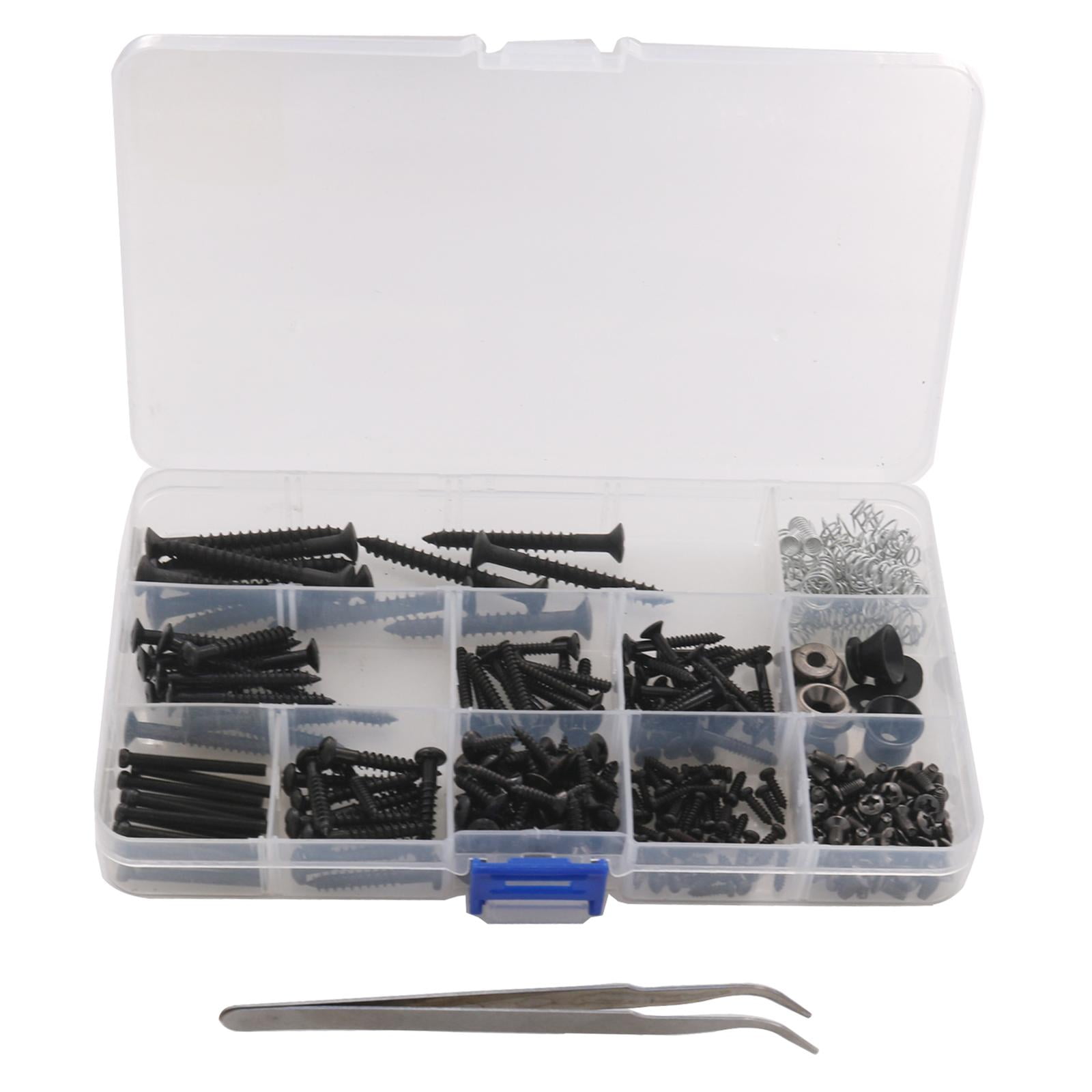 LeeQinersw 262Pcs Electric Guitar Screw Kit Luthier Parts Guitar Mounting Screws for Guitar Black