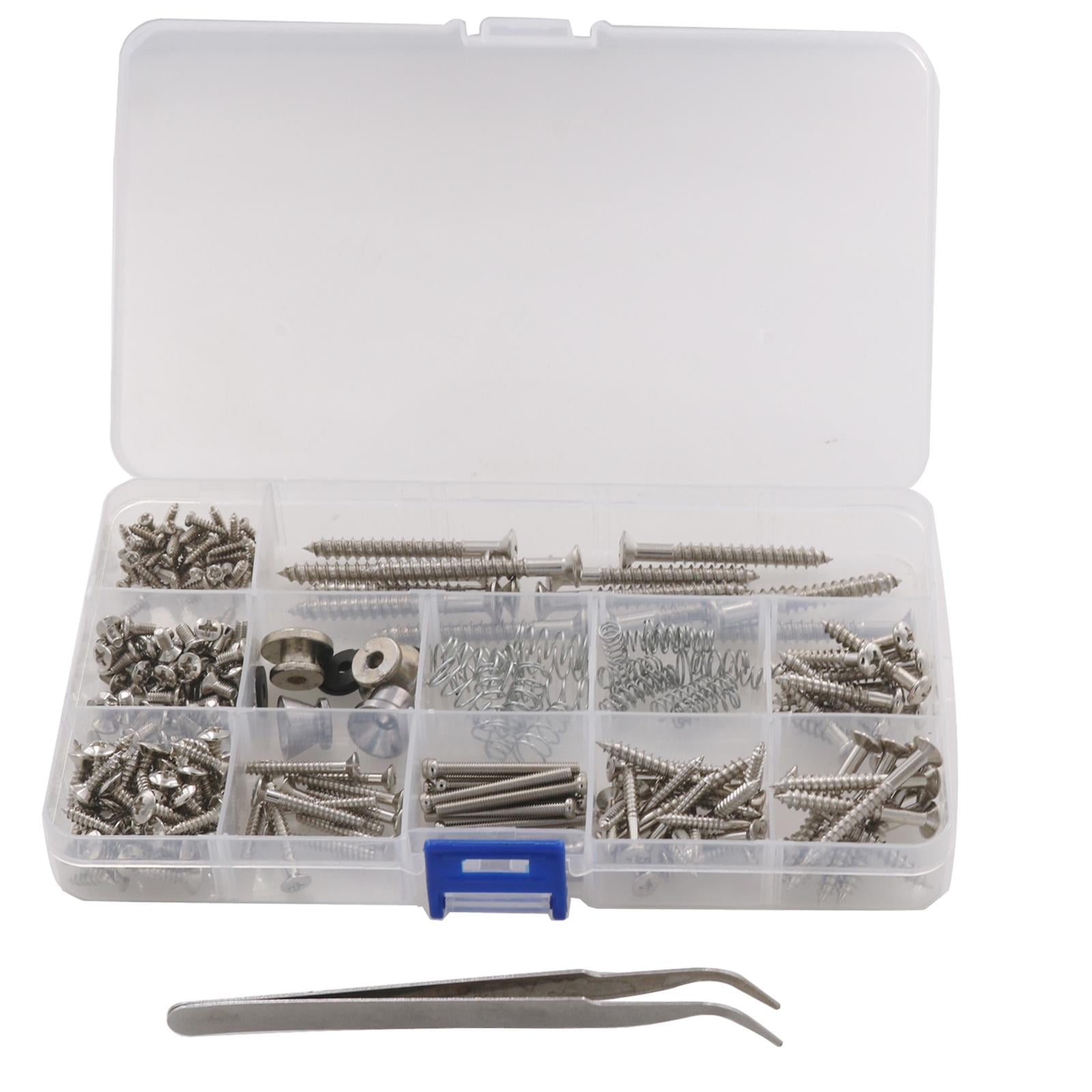 LeeQinersw 262Pcs Electric Guitar Screw Kit Luthier Parts Guitar Mounting Screws for Guitar Silver