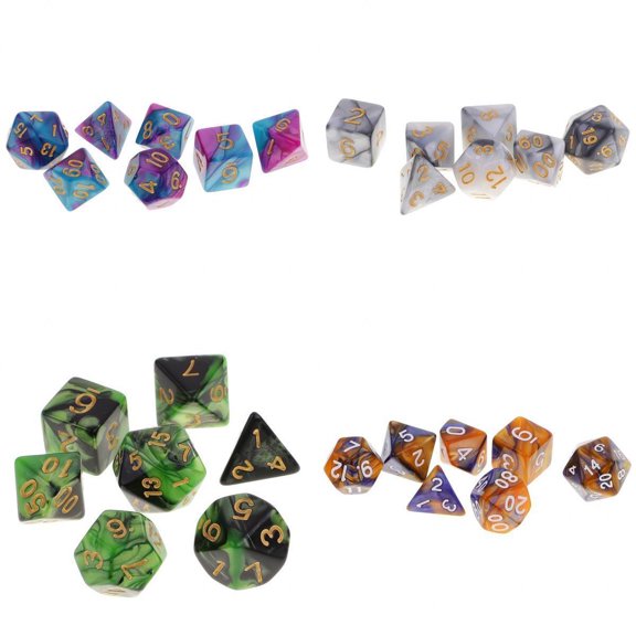 LeeQinersw 28Pcs Polyhedral Acrylic Dice for Dungeons and Dragons RPG Board Game 4Color