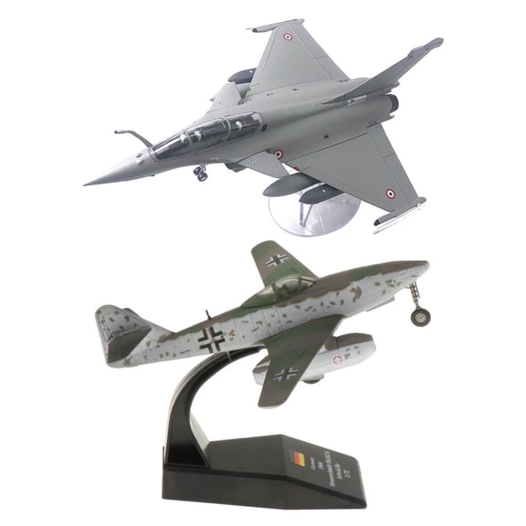 LeeQinersw 2PCS 1/72 Rafale Plane Fighter Alloy & Me-262-4 Diecast for Living Room, Bar, Company, Coffee Hall, Toys Collection
