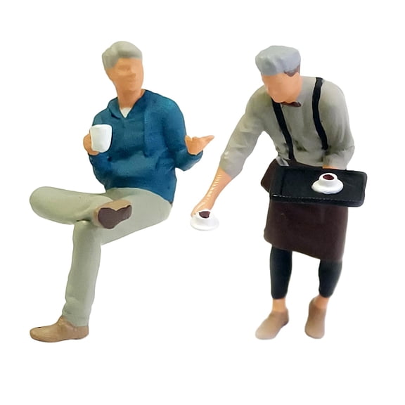 LeeQinersw 2PCS Race Medal 1/64 Painted Figures Waiter & Customer Scene Railway S Scale