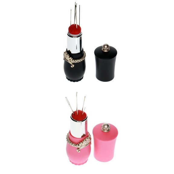 LeeQinersw 2PCS Retractable Lipstick Design Needles Pin Cushion Holder W/ 1pcs Needles