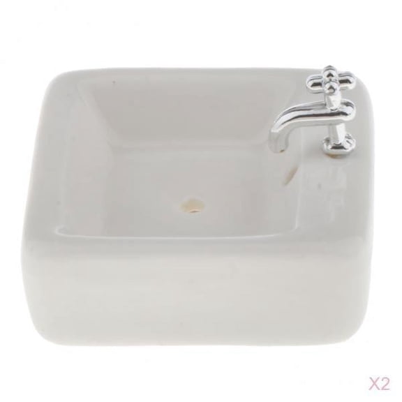 LeeQinersw 2Pcs 1/12 Miniature Wash Basin Sink Dollhouse Furniture Supplies Accessories