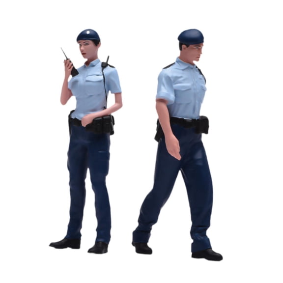 LeeQinersw 2Pcs 1/24 Scale People Figures Figurines Police Painted Train Railway Layout Decoration Collections Tiny People Miniature