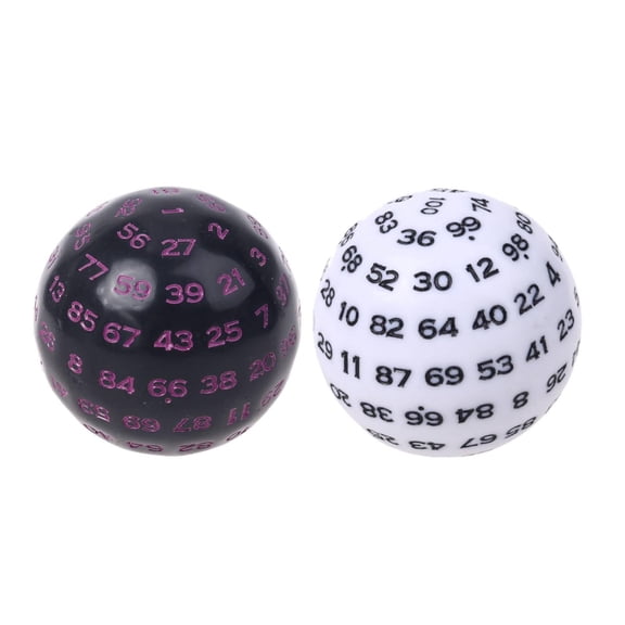 LeeQinersw 2Pcs Acrylic 100 Sided Polyhedral for Board Game Black White