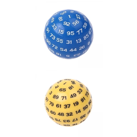 LeeQinersw 2Pcs Acrylic 100 Sided Polyhedral for Board Game Blue Yellow