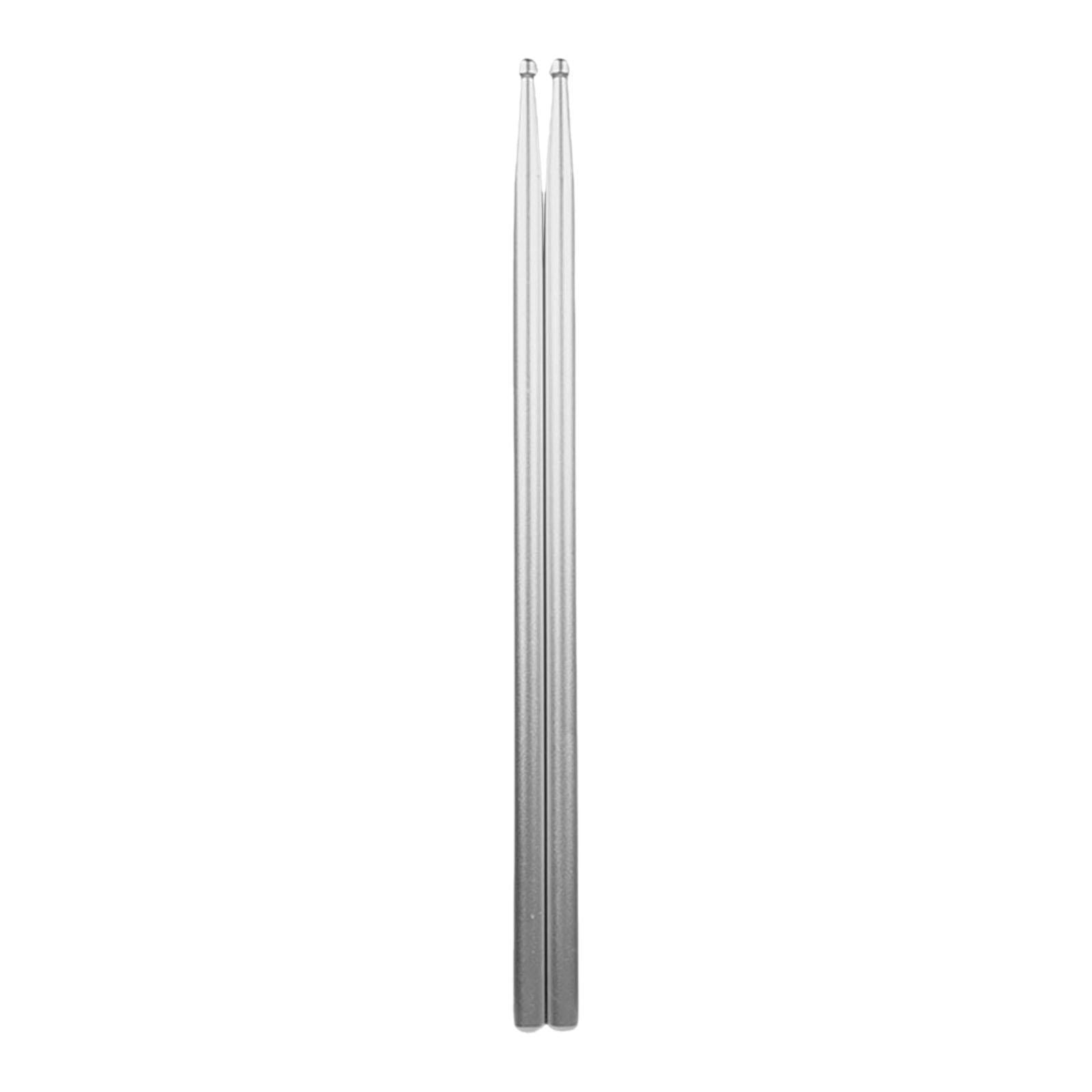 LeeQinersw 2Pcs Aluminium Alloy Drum Sticks Music Band Drumsticks Anti Slip Drum Mallet for Argent