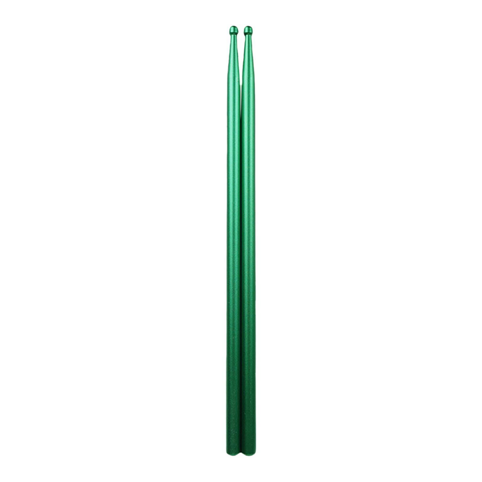 LeeQinersw 2Pcs Aluminium Alloy Drum Sticks Music Band Drumsticks Anti Slip Drum Mallet for Green