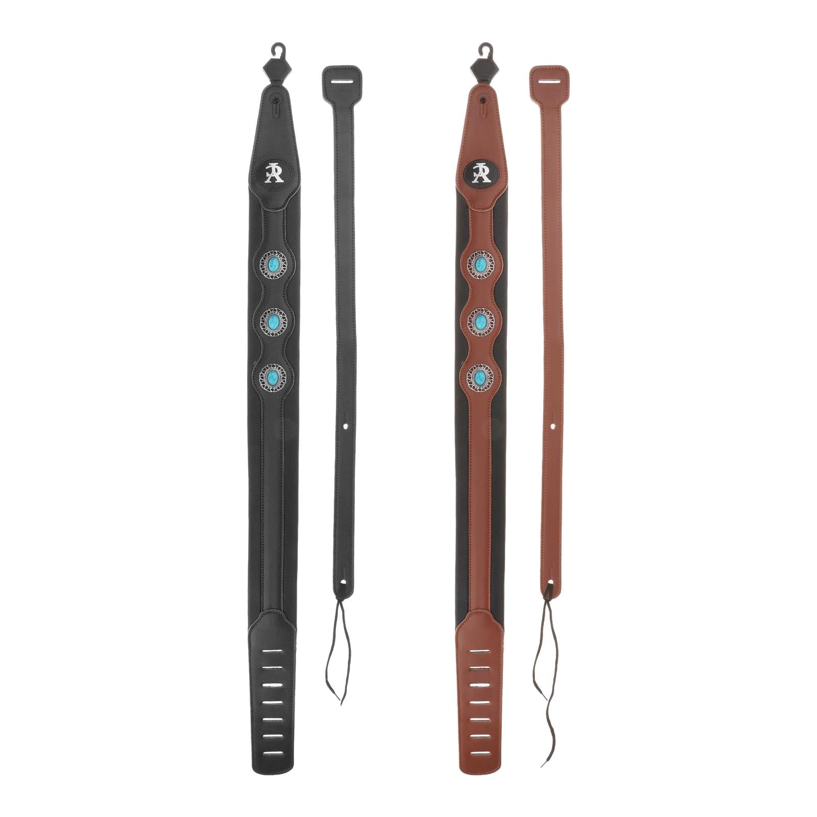 LeeQinersw 2Pcs Leathers Double Stitched Leather Guitar Strap 3 inches Adjustable