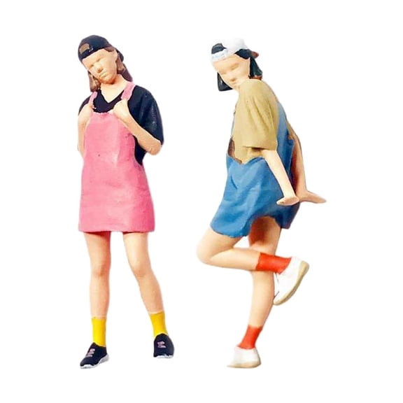 LeeQinersw 2Pcs Resin 1:64 Scale People Figurines Mini People Model for DIY Scene Decor