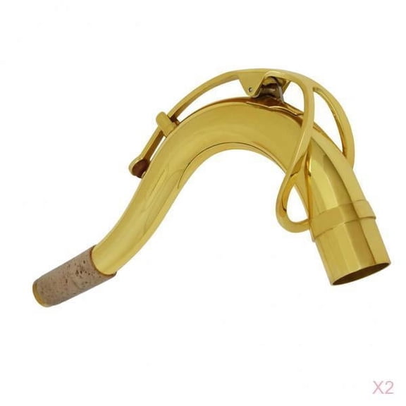 LeeQinersw 2Pieces Brass Saxophone Bend Neck Gooseneck Gold Laquer Accessory Sax Parts