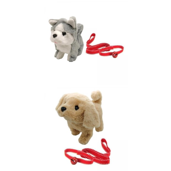 LeeQinersw 2Pieces Electronic Plush Dog Walking Barking Soft Touch Cute Toy for Kid Husky and Labrador