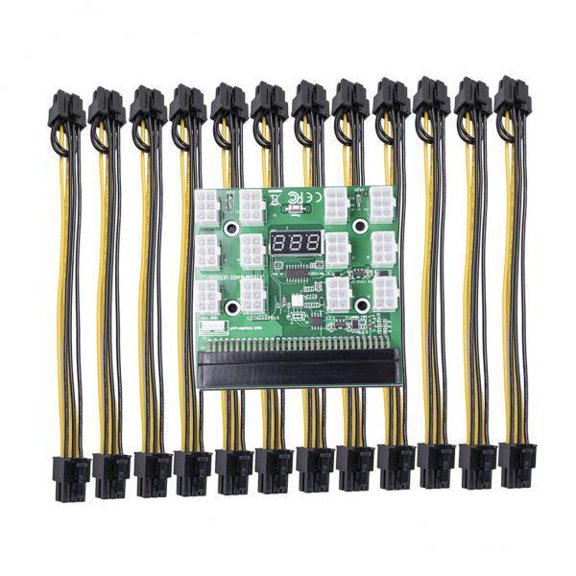 LeeQinersw 2X 12 PCI-E Connector Breakout Board W/ Button for GPU Board+20cm Cable