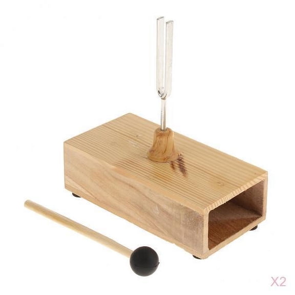 LeeQinersw 2pack 440HZ Tuning Fork Wooden Resonant Box w/ Beater Acoustic Part Study