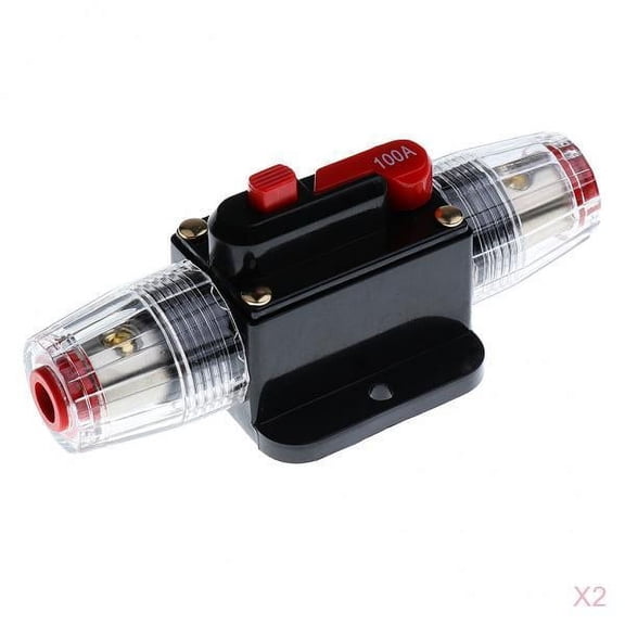 LeeQinersw 2pcs 12V-24V DC Inline Circuit Breaker Manual Switch Audio 100A, For Car Marine Boat Bike Stereo Audio, Black