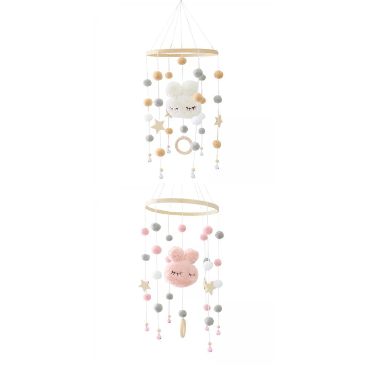 LeeQinersw 2pcs Baby Mobile Rattle with Rabbit Baby Mobile for Crib Bedroom Nursery