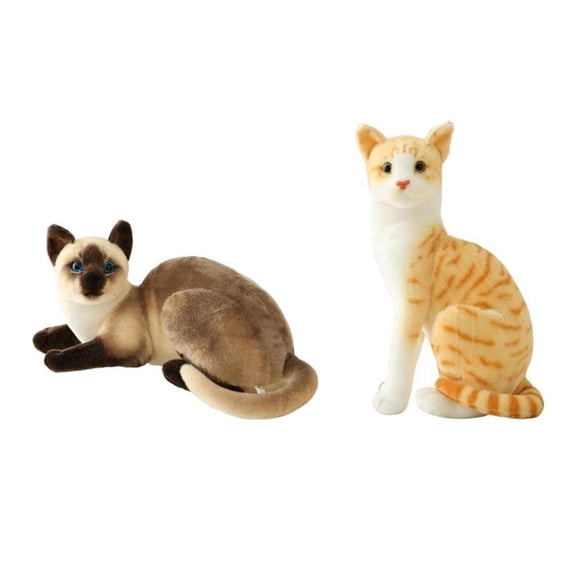 LeeQinersw 2pcs Simulation Siamese Cats Animal Plush Padding Stuffed for Birthday Gifts