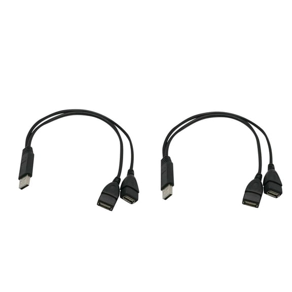 LeeQinersw 2pcs USB 2.0 Male to Dual Female Data Charge Extension Y Splitter Cord Cable