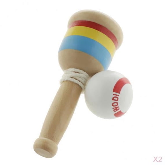 LeeQinersw 2pcs Wooden Kendama Ball & Colorful Cup, Classic Japanese Balancing Skill Game