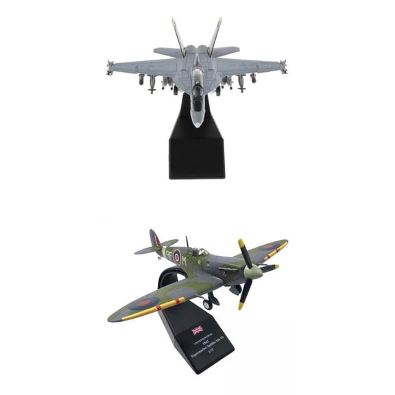 LeeQinersw 2x 1: 100 F / A-18 Strike Plane & 1/72 Spitfire Fighter Model Office Decoration