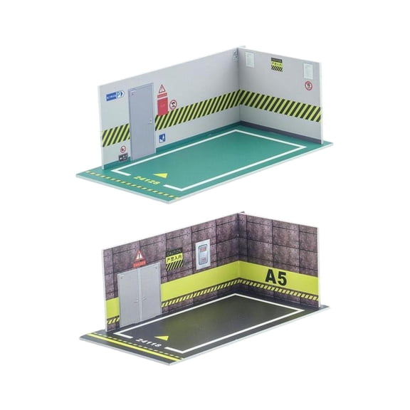 LeeQinersw 2x 1/24 Car Model Toy Cars Diorama Parking Lot Backdrop Parking Space Simulation GreenFloorA5