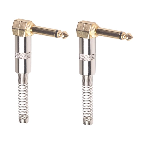 LeeQinersw 2x 1/4inch 6.35mm L-Shape Jack Angle Male Mono Plugs Audio Connectors for Guitar