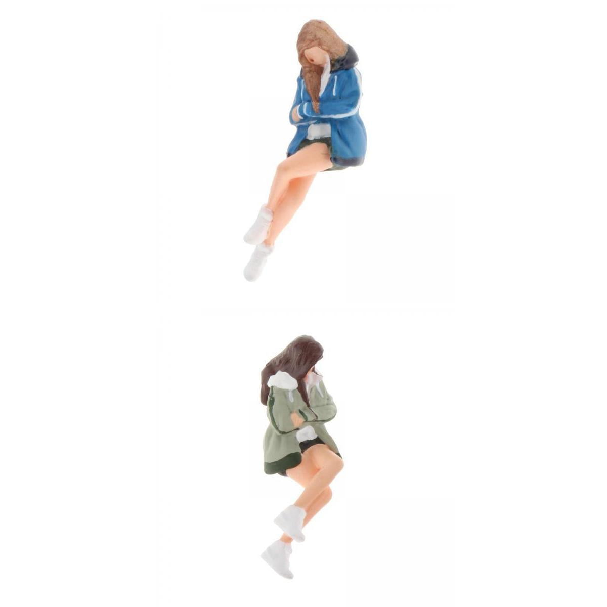 LeeQinersw 2x 1:64th Scale People Figurines Miniature Model Toys for Scenery Decoration