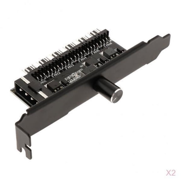 LeeQinersw 2x 4Pin Power PC Fan Speed Controller PCI PWM Temperature Control 6 channel Hub