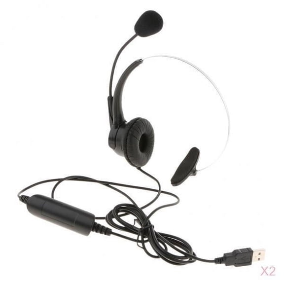 LeeQinersw 2x Call Center Monaural USB Plug Headset Headphones with Mic for Computer