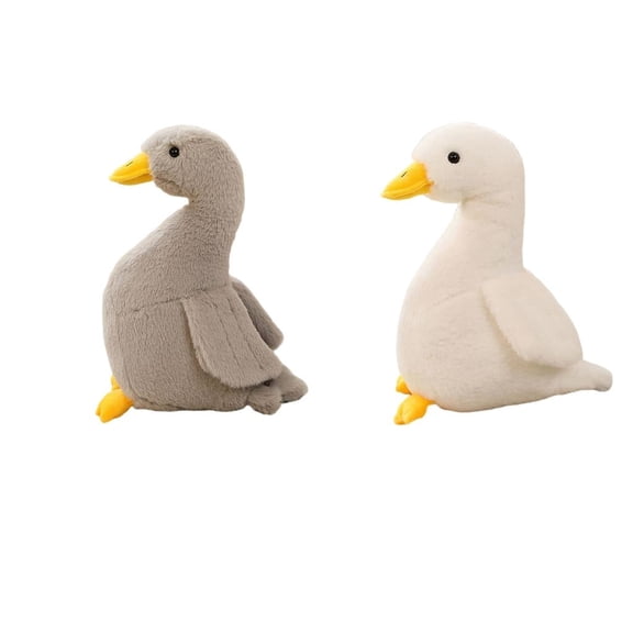 LeeQinersw 2x Cute Plush Stuffed Toy Sofa Simulation Animal Duck Doll Decorative 30cm White 30cm Gray