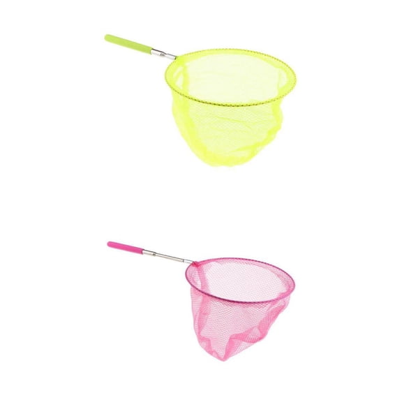 LeeQinersw 2x Extendable Insect Catching Butterfly Fishing Net for Kid Play Yellow Pink