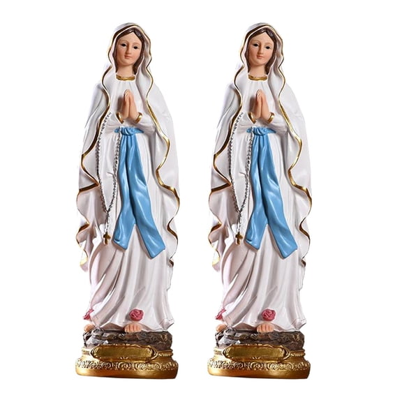 LeeQinersw 2x Roman Catholic Sculpture Resin Tabletop Statue Decorative Figurine Figure Our