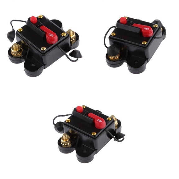 LeeQinersw 3 Audio Inline Circuit Breaker with Manual Push Button Holder Switcher Flush-Mount High Amp for System (100/150/250A)