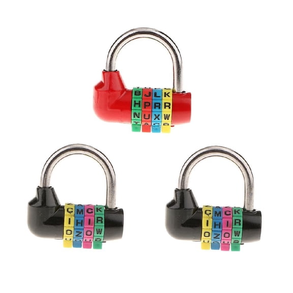 LeeQinersw 3 Pcs 4 Digit Dial Letter Combination Padlock Travel Luggage Suitcase Lock