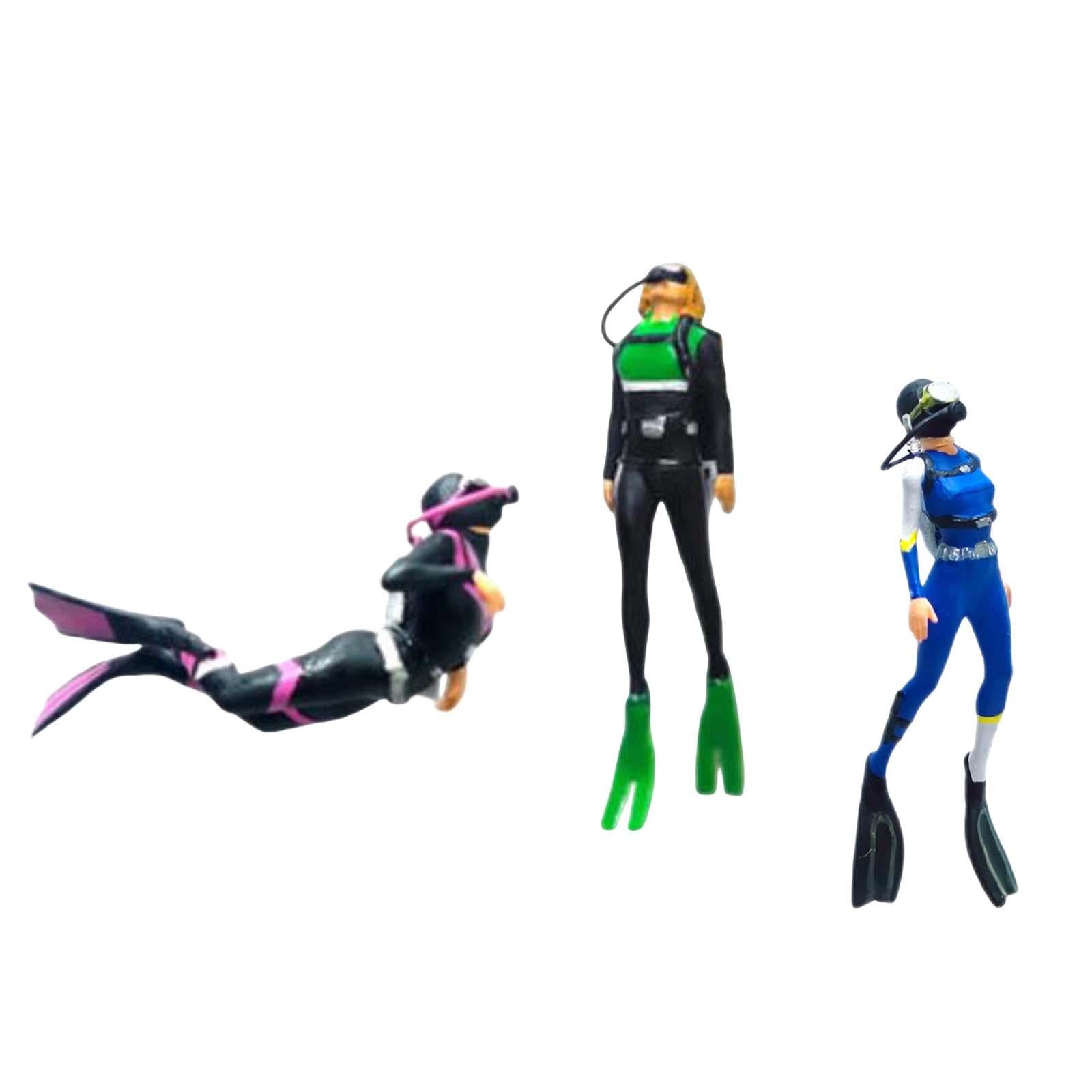 LeeQinersw 3 Pieces 1/64 Diving Figures, 1/64 Scale Diving Figurine, Photo Props 1/64 Scale