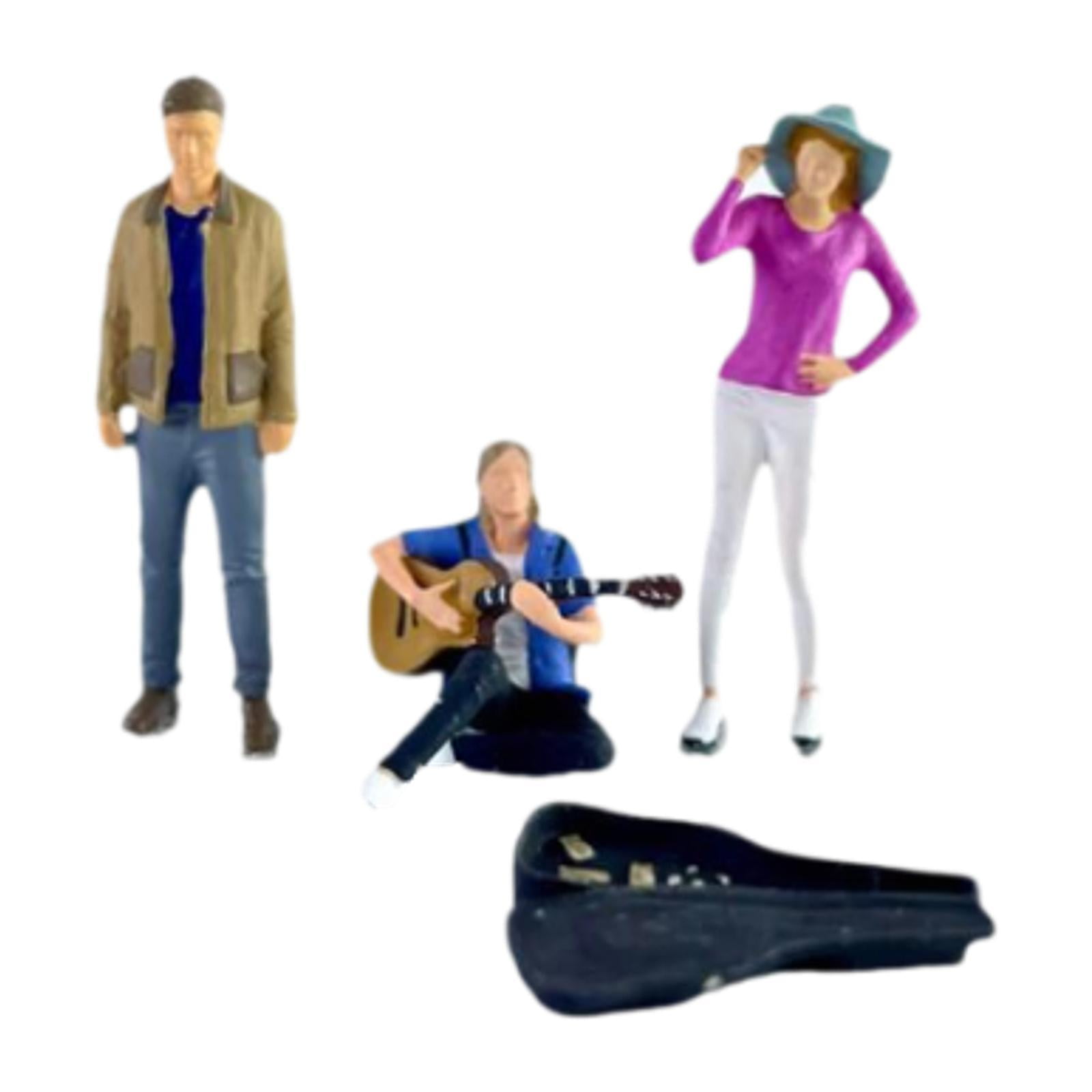 LeeQinersw 3 Pieces 1/64 People Figures Collectibles DIY Crafts Miniature Diorama Guitarist Purple