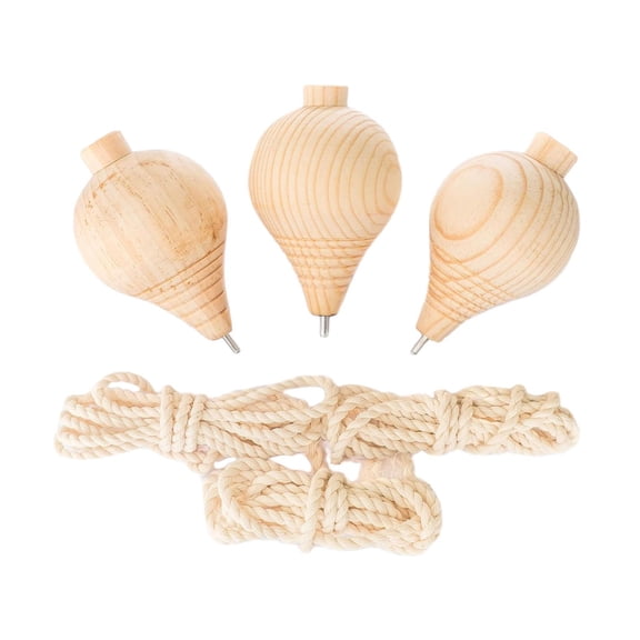 LeeQinersw 3 Pieces Classic Wooden Trompos Sturdy Point Gyro Toy Wooden Top DIY Hand Carved