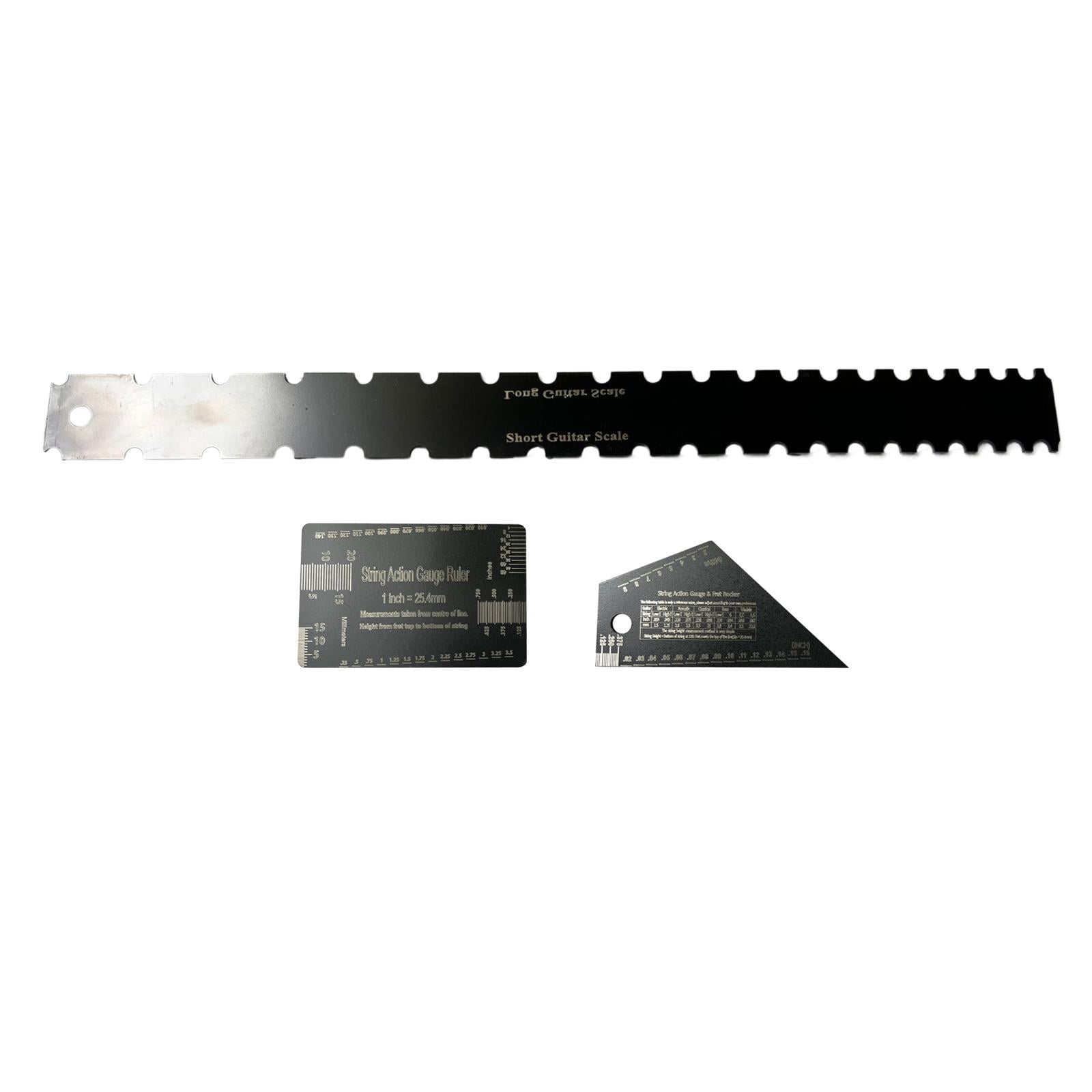 LeeQinersw 3 Pieces Electric Guitar Neck Notched Straight Ruler String Actions Gauge Ruler