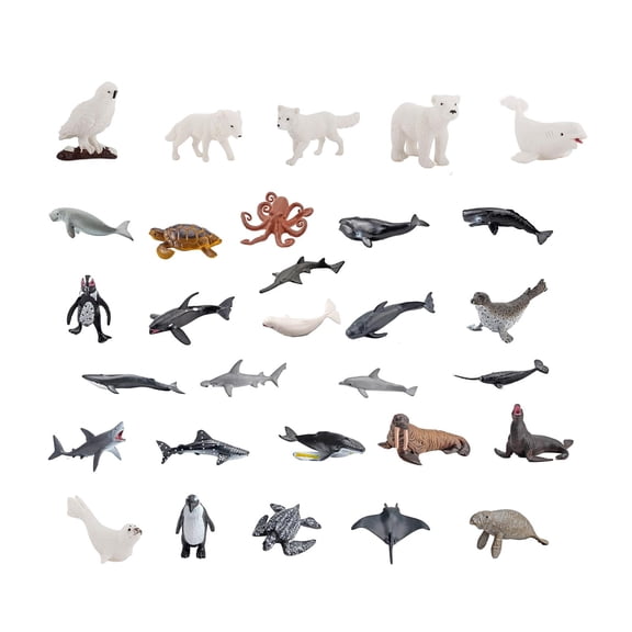 LeeQinersw 30 Pieces Sea Animals Gift Miniature Statues Sea Creatures Realistic Sea Animals